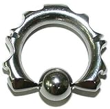 Tribal Cut Captive Bead Ring from 8g-0g, in 0g (Gauge), Sold Individually