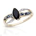Genuine Morne Rouge (TM) Ladies Ring. 0.85 Ctw. Blue Sapphire And Accent Diamond Gemstones - 10K Yellow Gold Ring. Finger Size 7. 100% Satisfaction Guaranteed.