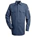 Bulwark Flame Resistant 7 oz Cotton/Nylon Excel FR ComforTouch Regular Work Shirt with Sleeve Vents, Lined Cuff, Navy, Large