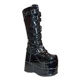 6.75 Inch Heel Knee Boot With Multi Strap Detail (Black;Mens 11) 