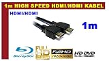 1m High Definition / High Speed HDMI Cable / Kabel black / Schwarz Full HD FULLHD Auflösung 1080p HDMI zu HDMI Kabel 19pol. 1.3 1.3a 1.3b 24K Vergoldet geeignet für Xbox 360 / Playstation 3 / Beamer / DVB Receiver / TFT Monitor / HD-Ready / FULL HD Fernseher / Blu-Ray / DVD / HD-DVD / PS3 / HDTV (Der Kabel von Fa. CS-Power überträgt Garantiert Verlustfreie Daten / Kristallbild) Playstation3 / Digital TV / Fernsehen / BluRay / Spielkonsolen / Konsolen / PC / Computer / Komputer / Notebook / Netbook / Laptop