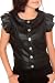 Black Pleather Ruffle Crop Sleeved Jacket Size: Large