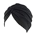 Decou Solid Color Clean Plain Twist Pleasted Hair Turban Cap (Black)