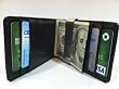 Black/Black Leather Bi-Fold Money Clip Wallet by DesignSK