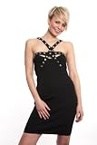BLACK FITTED BANDAGE PARTY DRESS WITH STUDS