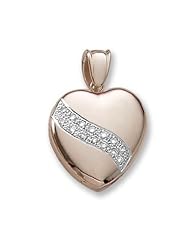 18k Premium Weight Yellow Gold Heart Diamond Sash Heart Locket 1 inch x 1 inch in 18K