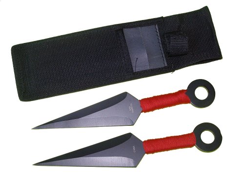 FANTASY JUMBO 2 PC THROWING KNIFE SET RED HANDLE