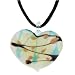Spotted And Striped White Heart Murano Glass Necklace Pendant