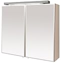 Fackelmann 84349 Active Spiegelschrank BxHxT: 80 x 67 x 22 cm, 2 Türen, 4 Glasböden, Beleuchtung mit Leuchstoffröhre 13 W T5, Schalter/Steckdose