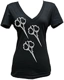 Junior's Annex Clothing Shears Scissors Victorian Steampunk Etching Art Design Print Tee Shirt