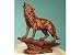 Faux Wood Howling Wolf Sculpture Figure Figurine Model Statue Decor