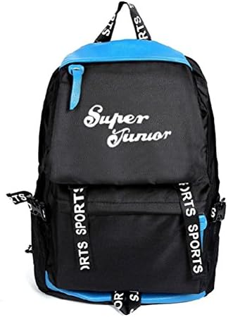 KPOP Accessory Super Junior Nylon Backpack SJ/SUJU Travel Sports Bag Campus Casual Bag (Blue)