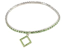Anklet - A44 - Swarovski (tm) Crystal - Stretch ~ Peridot Green with Peridot Green Diamond Charm