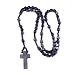 pewterhooter black wood rosary necklace with black wood cross
