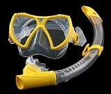 Aqualung Tauchset Erwachsene Visionflex Tauchmaske und Airflex LX Schnorchel (L||transparent gelb)