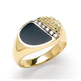 Black Coral Ring with Diamond in 14K Yellow Gold