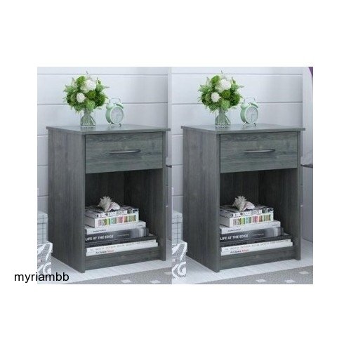 Set Of 2 Nightstand Mdf End Tables Pair Bedroom Table