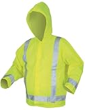 River City C500RJHX2 Rain Jacket With Hood Poly PU Material Silver Strips Class III 2XLarge