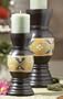 Pack of 6 Blue & Gold Scroll Pillar Candle Holders