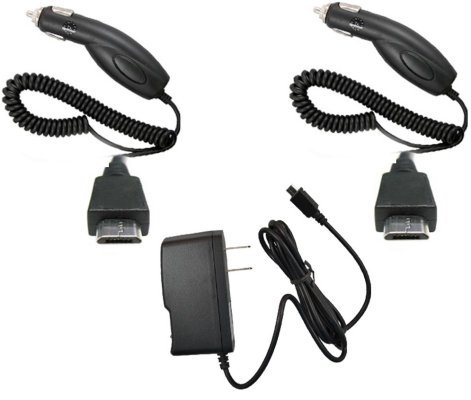 2 QTY x For HTC EVO 3D Premium IC Chip Car Vehicle Charger & 1 QTY Premium Home Wall Charger