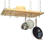 Natural Wood Rectangular Ceiling Kitchen Rack