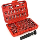 Anytime Tools AT200430 101 Piece Tamper Proof/security Screwdriver Bits and 1/4" Square/hex Reversible Mini Ratchet