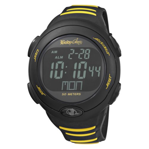 Body Glove Men’s 70013 Kurv Digital Black and Yellow Watch