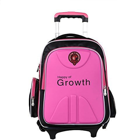 Boys Girls Cute Lovely School Backpack Schoolbags with Wheeled Trolley Hand (Magenta)