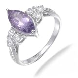 6x12MM Marquise Cut Amethyst Ring In Sterling Silver 1.80 CT (Available In Sizes 5-9)