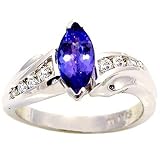 14K White Gold Tanzanite and Diamond Ring
