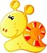 Children's Wall Decals - Yellow Snail with Orange Shell, Lollipop Ears