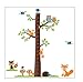 Forest Animals and Owl with Tree Growth Chart Vinyl Wall Decal for Kids, Nursery Room