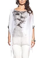 Laura Moretti Blusa Seda (Blanco / Gris)