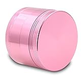 DCOU Large Aluminum Pollen Tobacco Grinder / Spice Grinder / Herb Grinder / Weed Grinder, with Sifter,with Magnetic Cover, 4 Piece 2.5 Inches (Pink)