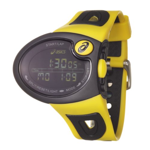 Asics Men's Active Running Resin Case, Rubber Strap Digital Chronograph Quartz Watch QA5349004