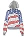Anna-Kaci Red White and Blue American Flag Zip Up Fashion Hoodie Jacket