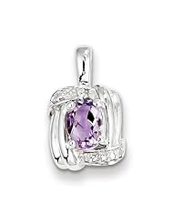 Sterling Silver Diamond & Pink Amethyst Pendant