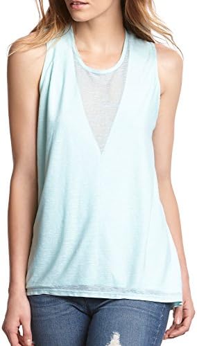 Kiind Of Womens Molly Illusion V-Neck Tank Top Small Toumaline green