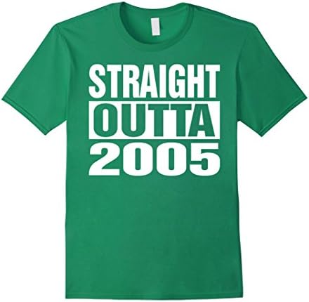 Men's 11th Birthday Gift For Kids T-Shirt Straight Outta 2005 Medium Kelly Green