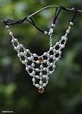 Pearl and amber necklace, 'Rhythm of Life'