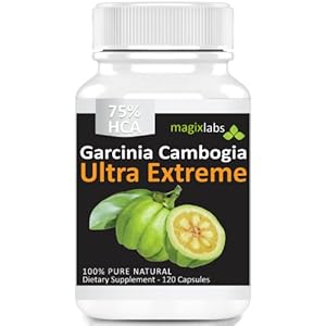 75% HCA PURE Garcinia Cambogia Extract ULTRA EXTREME (No Added Calcium Which Blocks Absorption) - 100% Money Back Guarantee! - 120ct 850mg per Veggie Capsule - Full 60 Day Supply For Weight Loss/30 days for Extreme Weight Loss