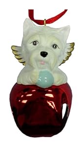 #!Cheap Cute Christmas Holiday West Highland Terrier Dog Red Ornament Bell