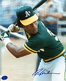Rickey Henderson Autographed / Signed Oakland Athletics Baseball 8x10 Photo