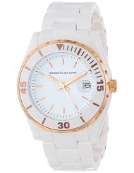 Kenneth Jay Lane Womens KJLANE-3002 3000 Series Analog Display Japanese Quartz White Watch