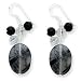 Sterling Silver Black Agate/Jet Crystal/Quartz/Rutilated Tourmaline Earrings