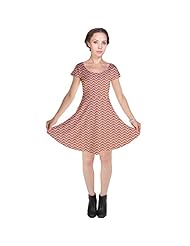 Chevron Print Zig Zag Cap Sleeves Polyester/Spandex Lace Stretchy  Dress