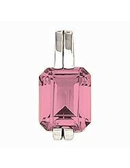 14K White Gold Emerald Cut Pink Tourmaline Pendant -- LIFETIME WARRANTY