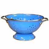 Calypso Basics, 18701, 1 Quart Enamel On Steel Colander, Azure