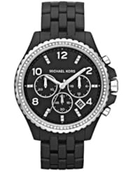 Michael Kors Womens Black Plastic Link Bracelet Quartz Chronograph Black Dial