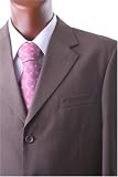 Men's Single Breasted 3 Button Superior 150s Extra Fine Cocoa Dress Suit
